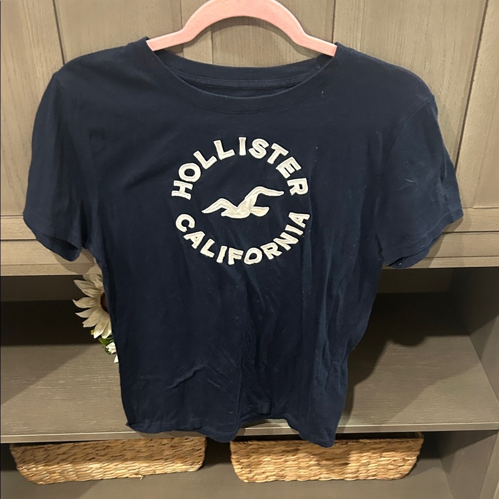 Hollister Dark Blue Tee with White Logo